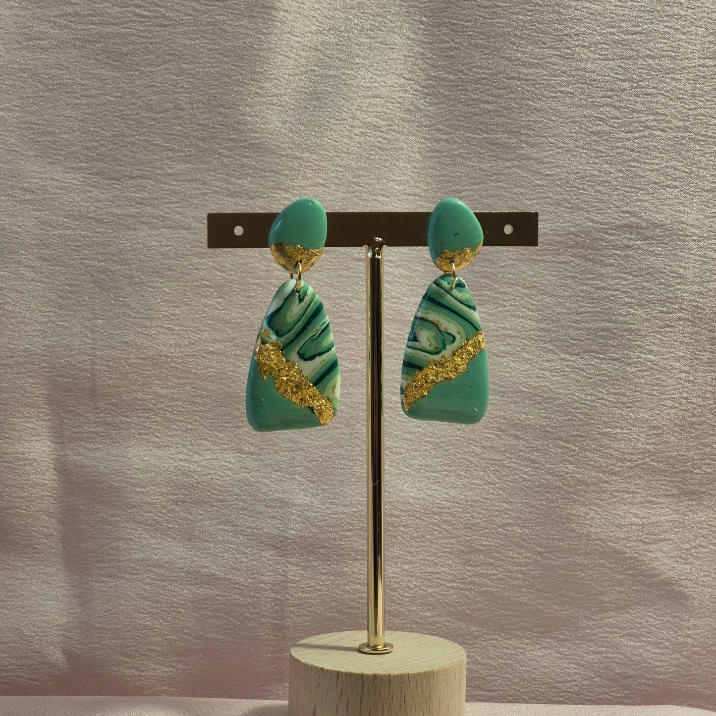 Pendientes Verde Mármol Dorado