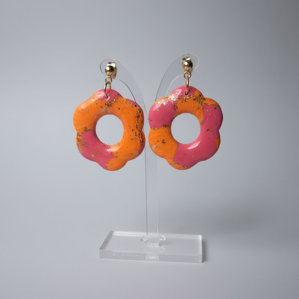 Florales rosas y naranjas