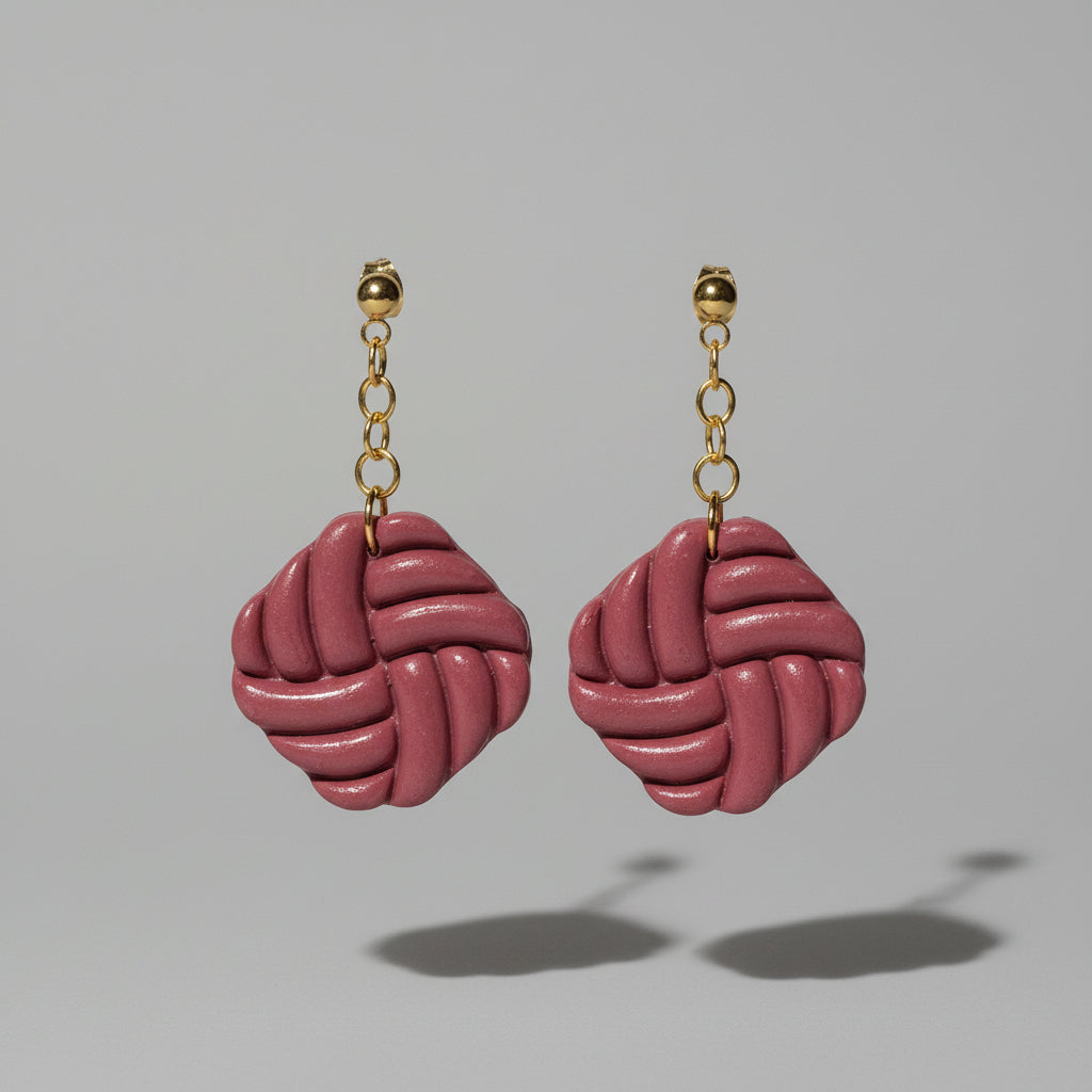 Pendientes Trenzado Rosa
