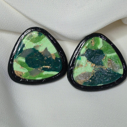 Pendientes Triángulo Verde Étnico