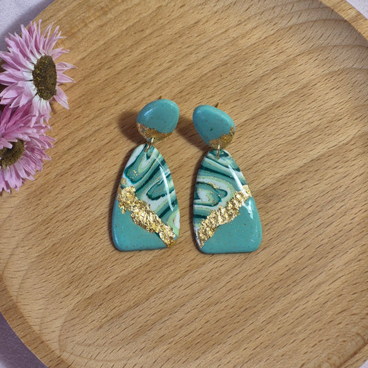 Pendientes Verde Mármol Dorado